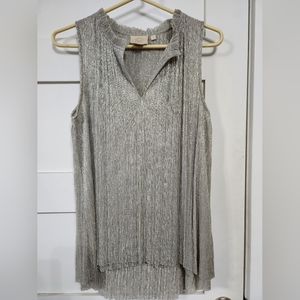 Vanessa Virginia metallic silver sleeveless tunic - size L